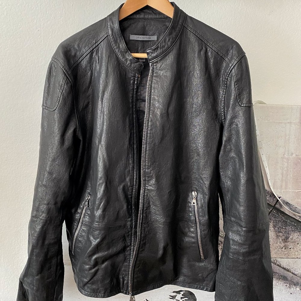 Black John Varvatos Black moto jacket.